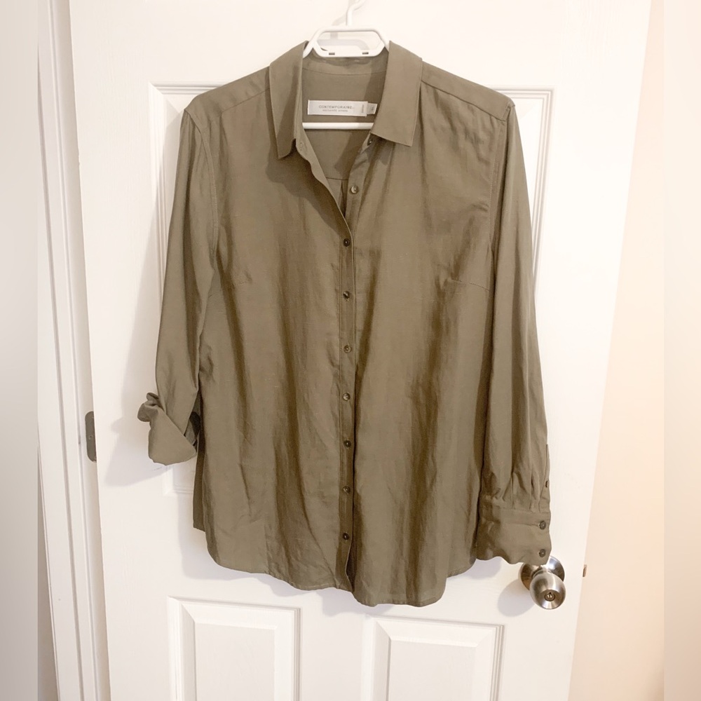 Simons Contemporaine  Olive Button down shirt size L
